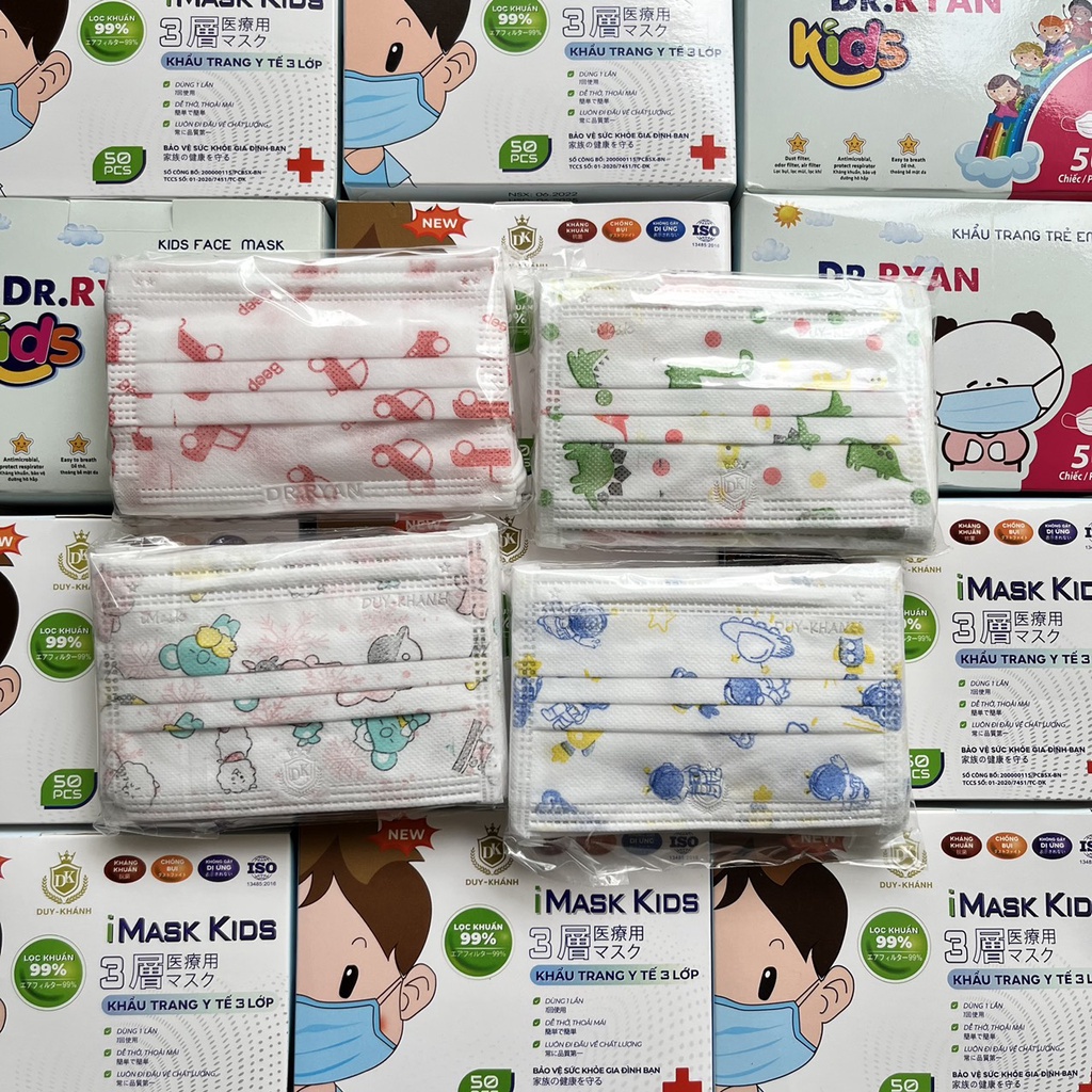 Khẩu trang y tế trẻ em cao cấp kháng khuẩn - Hộp 50 chiếc