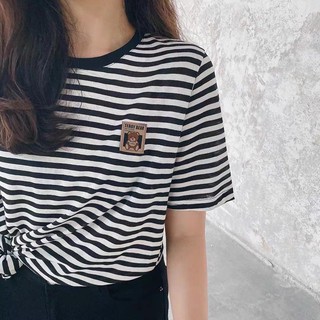❤ÁO THUN❤ Áo thun kẻ ngang đen trắng chất cottton