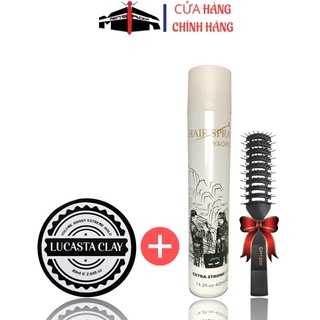 Sáp vuốt tóc Lucasta Clay tặng kèm gôm xịt tóc và lược tạo kiểu bán nguyệt