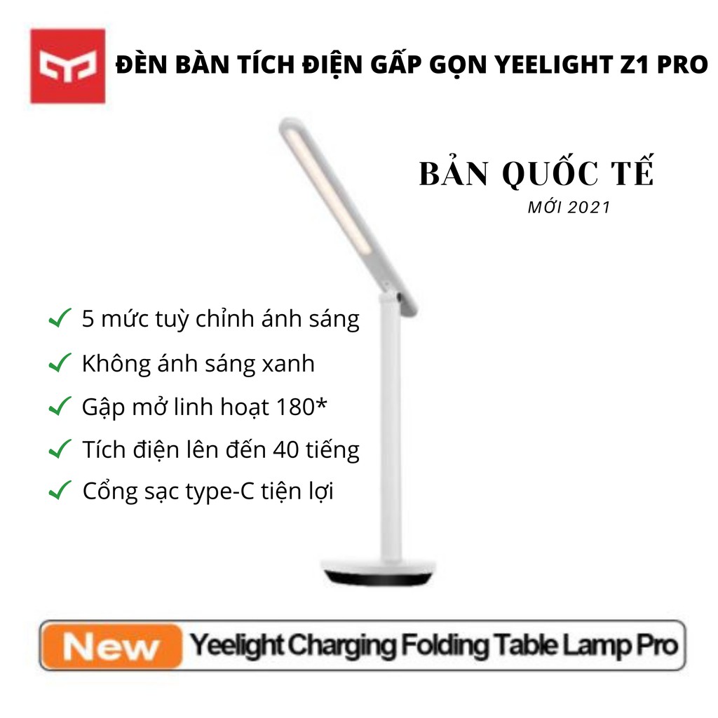 [BẢN GLOBAL] ĐÈN HỌC / ĐÈN BÀN LED YEELIGHT Z1 PRO YLTD14YL - PIN 2500MAH TÍCH ĐIỆN ĐẾN 40 TIẾNG – NHẬP KHẨU CHÍNH HÃNG