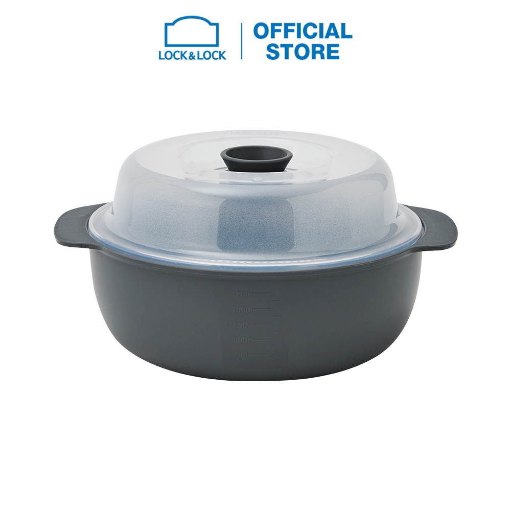Nồi hấp trong lò vi sóng Lock&amp;Lock Microwave Steamer - dung tích 1.2L - Màu xám - LMW123