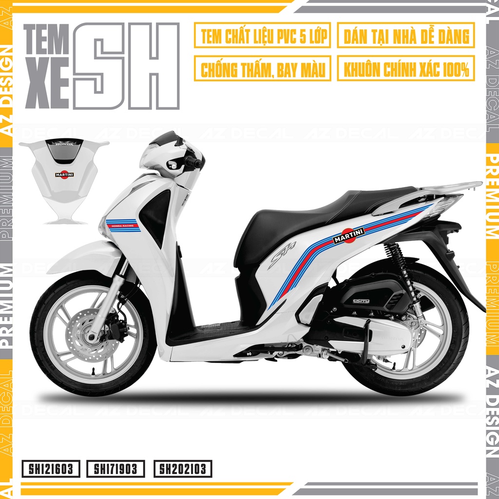 Tem Rời Xe SH 2012 - 2022 Thiết Kế Martini | SH03 | Decal Chế Dán Trang Trí Xe Máy Chống Nước, Chống Phai