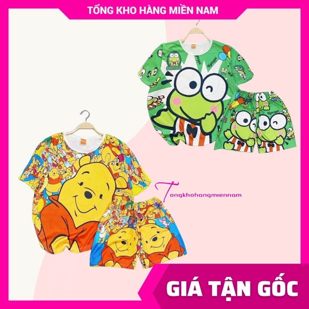 Bộ thun gia đình chất mềm mịn mát in bò sữa in hoạt hình dễ thương Đồ bộ cho bé full size từ 5 ký đến 60 ký