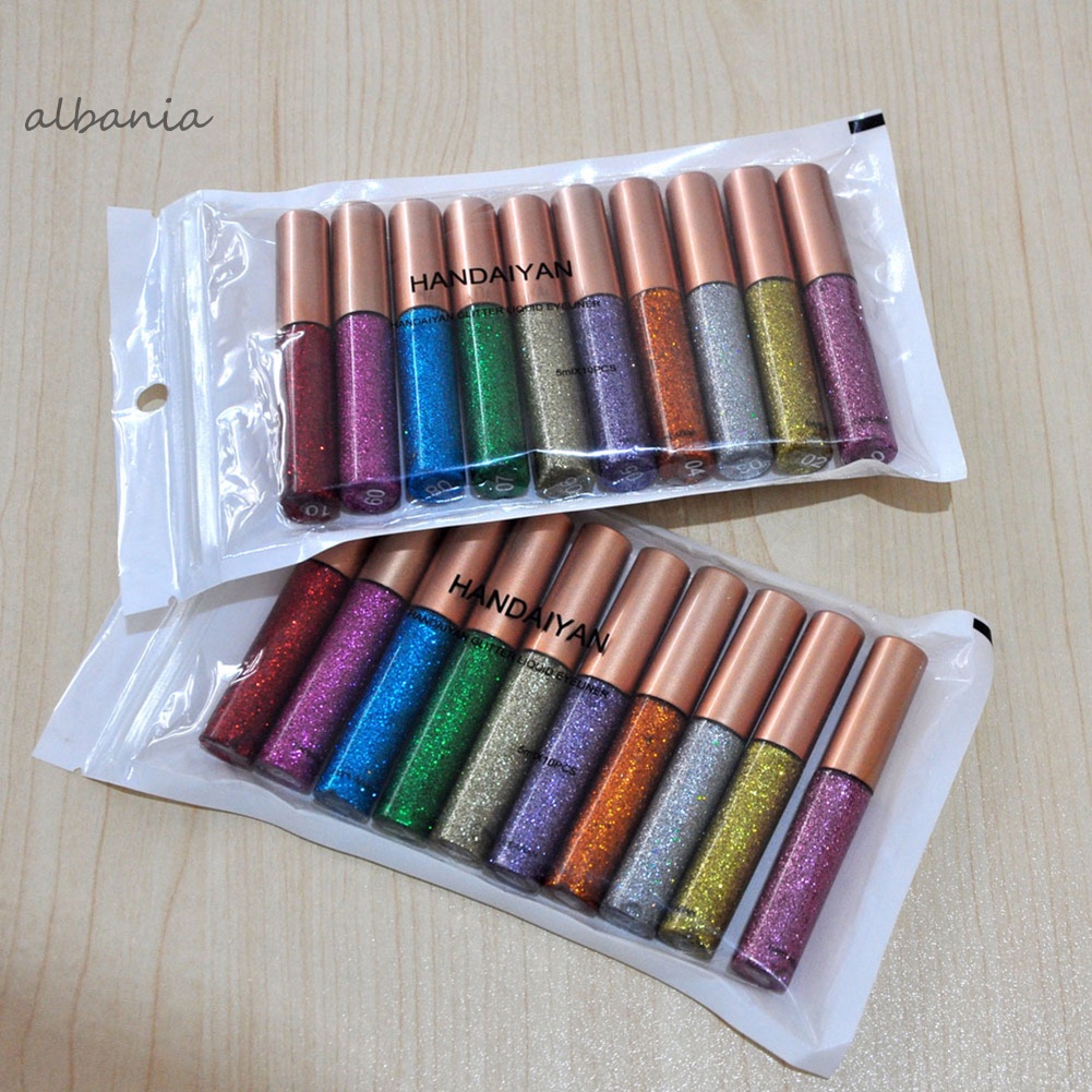 Set 10 bút kẻ mắt dạng lỏng màu kim tuyến nhanh khô không nhòe | BigBuy360 - bigbuy360.vn