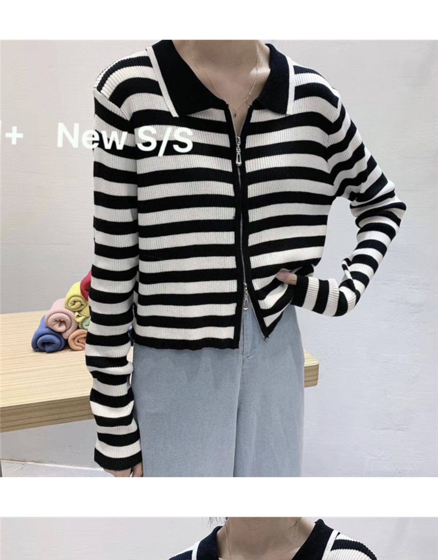 Áo Khoác Cardigan Có Khóa Kéo Mềm Mại Phong Cách Hàn Quốc Với 2 Màu Lựa Chọn