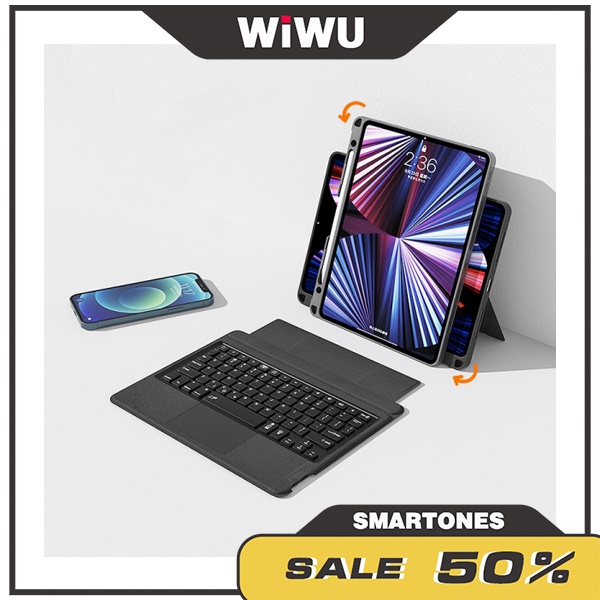 Bàn phím không dây Wiwu cho iPad Gen9 10.2 iPad Air 10.9 , iPad Pro 11&12.9   kèm trackpad và led phím 7 màu