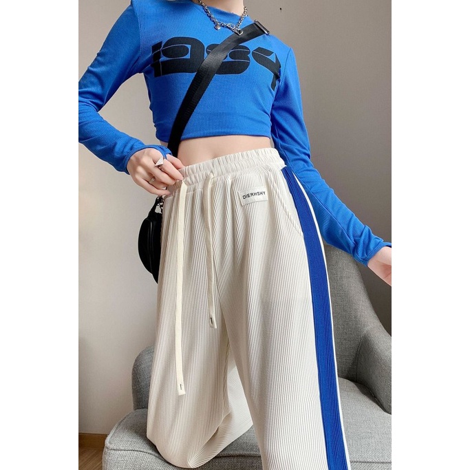 Quần Dài Ống Rộng Phối Dây Rút Hai Bên Thời Trang Xuân Hè Mới Trẻ Trung Năng Động Dành Cho Nữ