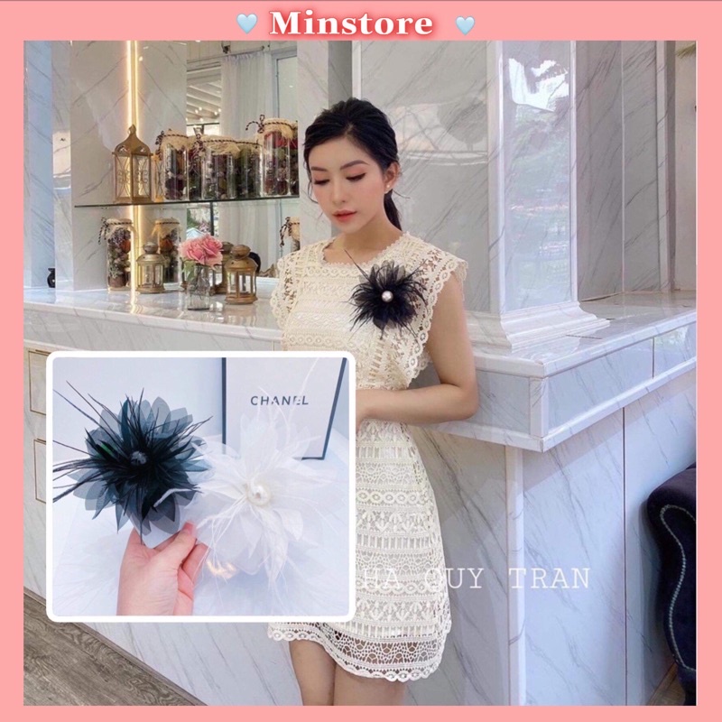 Hoa Voan Cài Áo Min Phối Lông Vũ Siêu Xinh Sang Trọng KA6