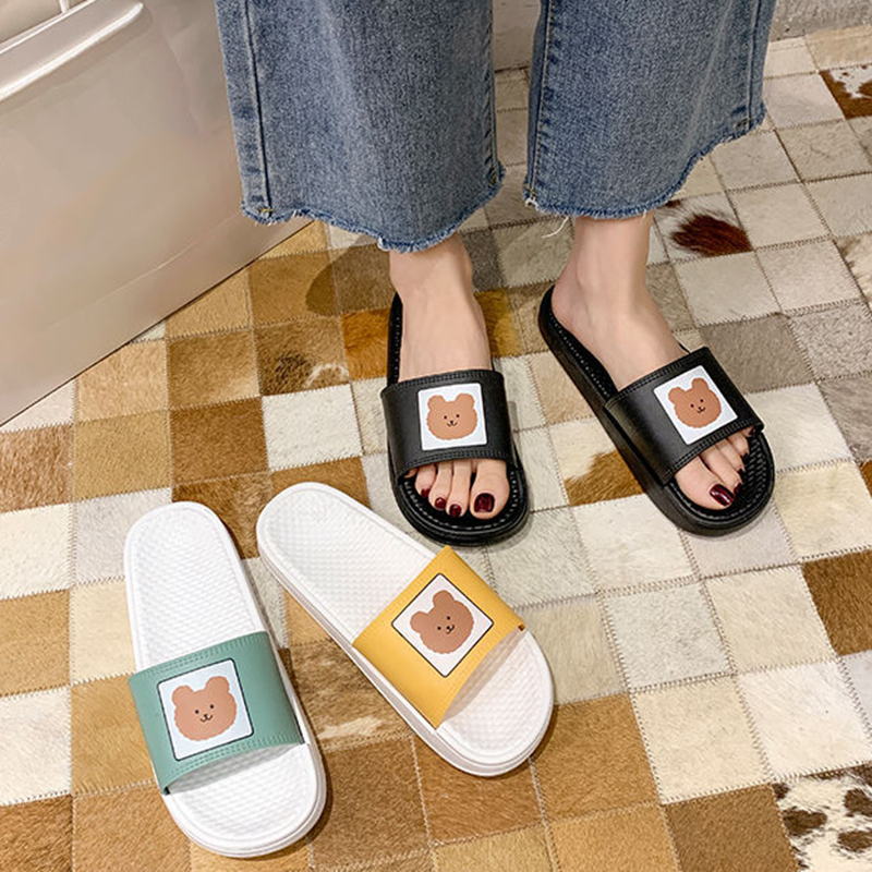 Dép lê quai ngang chống trượt hình gấu đáng yêu cho phái nữ