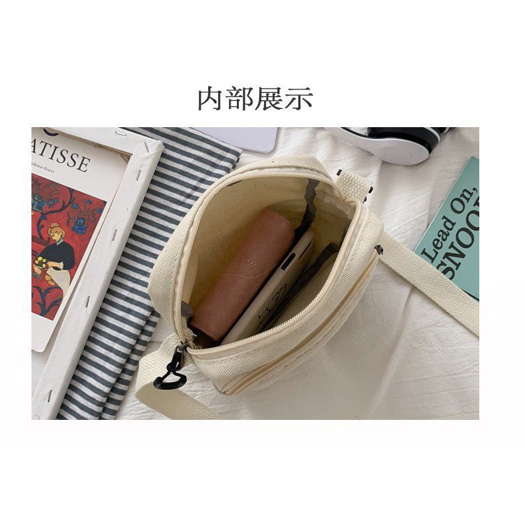 Túi vải kiểu vuông đeo chéo phong cách Hàn Quốc dễ thương
