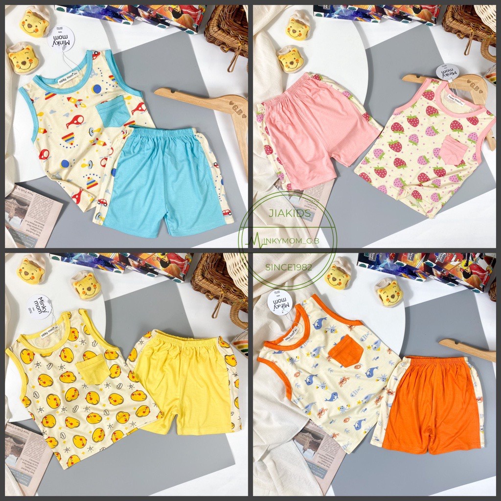 [SALE] Bộ Ba Lỗ Bé Trai Minky Mom Vải Thun Lạnh Hoạ Tiết Gà Con Cổ Viền, Áo Thun 3 Lỗ Cho Bé Mặc Hè MKM3LO2209