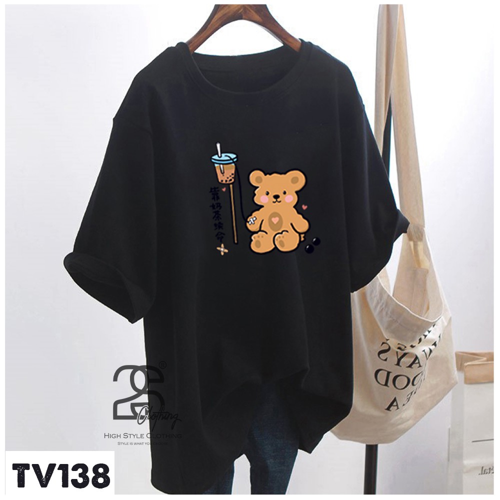 Áo Thun Tay Lỡ 2s Clothing Áo Phông Hình Teddy Dễ Thương Unisex Nam Nữ Cotton Oversize Form Rộng Giá Rẻ In Hình TV138 | BigBuy360 - bigbuy360.vn