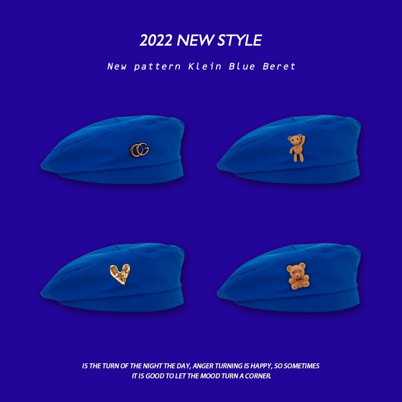 Mũ Beret Màu Xanh Dương Phong Cách Thời Trang Xuân Hè Nhật Bản 2022