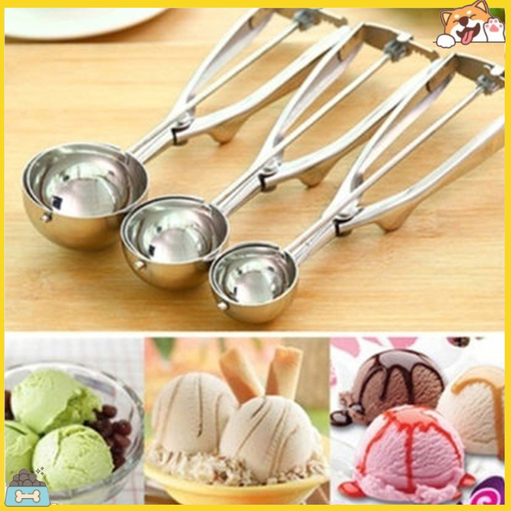 Muỗng múc kem với tay cầm lò xo chất liệu thép không gỉ kích thước 4x5x6cm