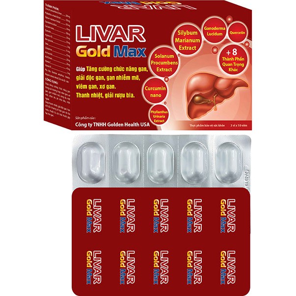 [Chính Hãng] LIVAR GOLD MAX Giúp thanh nhiệt, giải độc gan, hạn chế tổn thương tế bào gan do bia rượu, thuốc lá