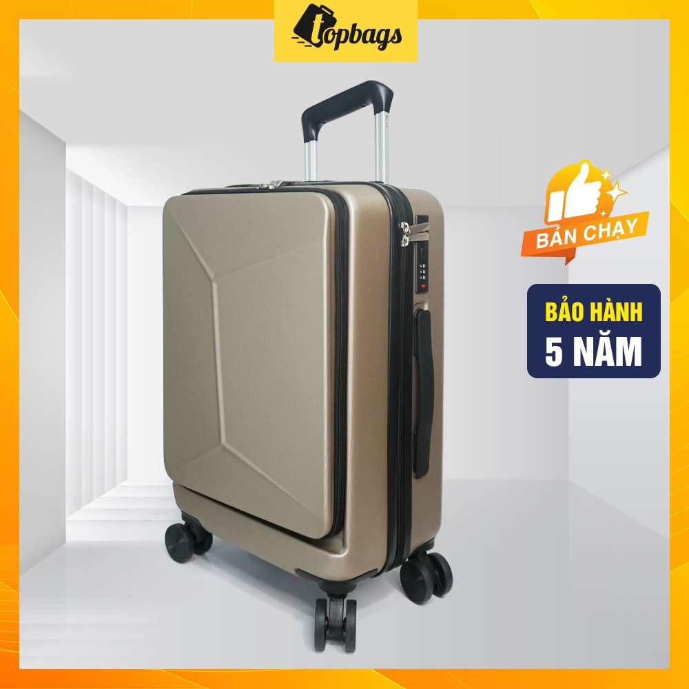 Vali kéo nhựa thời trang size 20” mở nắp phía trước VL037 màu Champagne