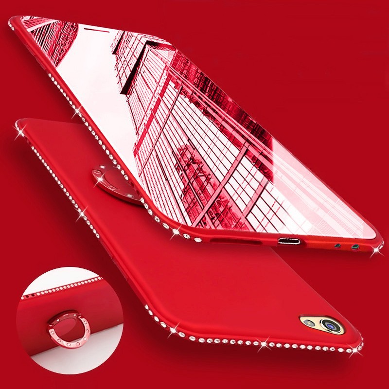 Ốp lưng TPU màu trơn đính đá sang trọng cho OPPO F11 A7/A5S VIVO V15 V15PRO Y91/Y95 Y93