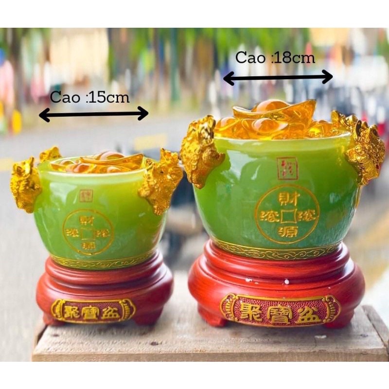 Bát Tụ Bảo Phong Thuỷ - Tụ Bảo Bồn - Chậu Vàng Chiêu Tài Lộc Đế Liền
