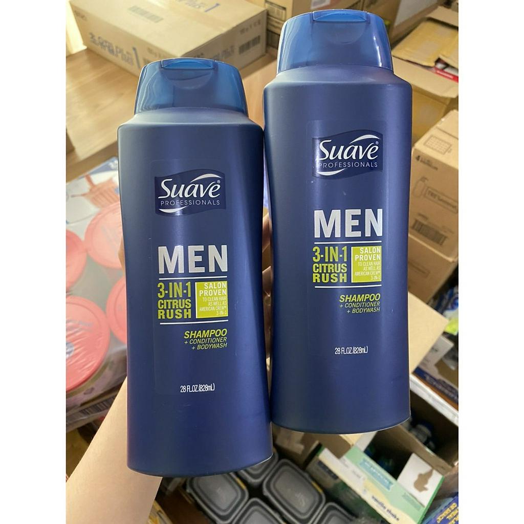 Dầu Gội Đầu Nam Suave Men 3in1 Gội Xả Và Sữa Tắm Body Usa Mỹ