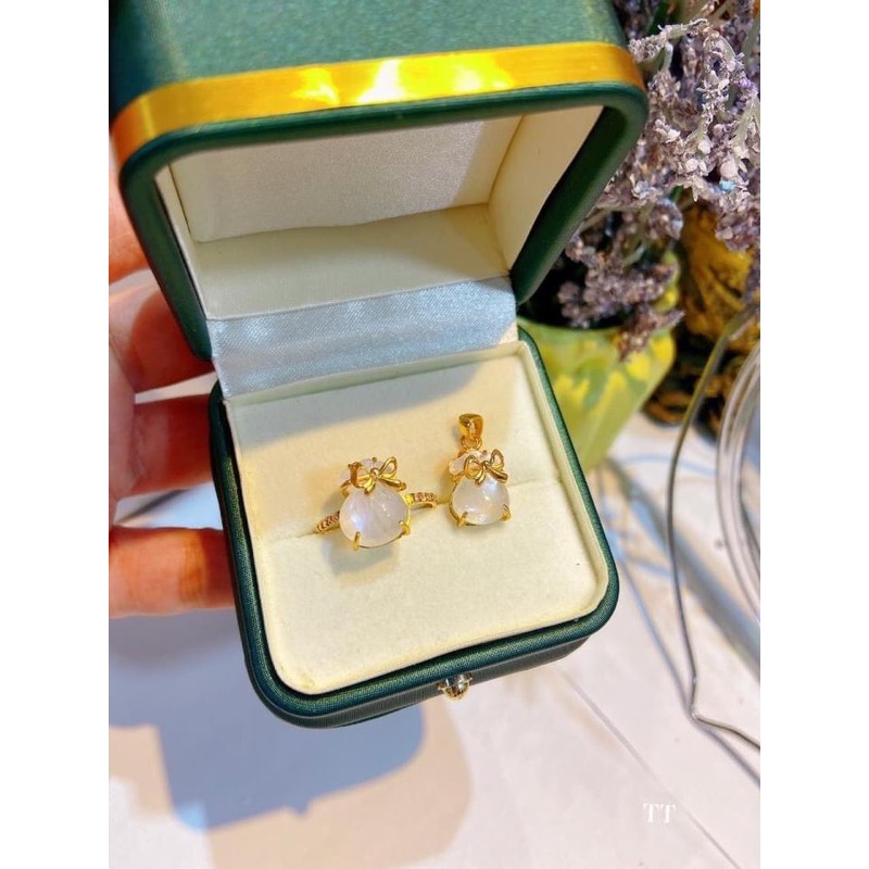 Bộ trang sức nhẫn + mặt đeo túi vàng 10kara