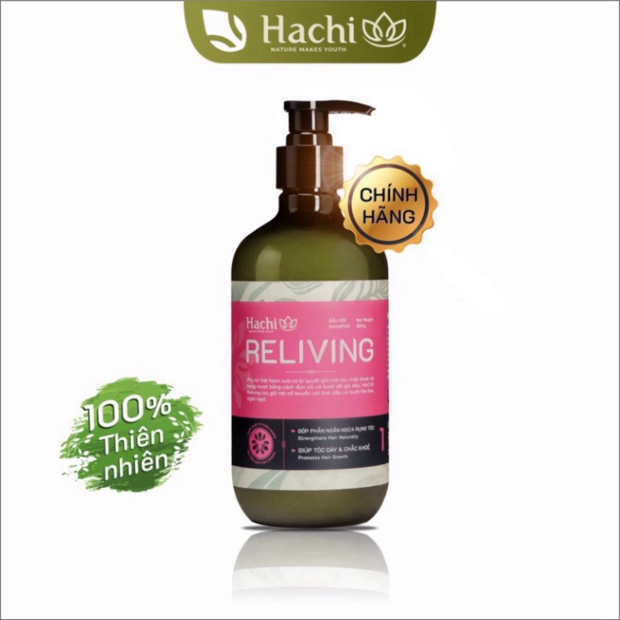 Dầu gội đầu cao cấp HACHI VIETNAM Reliving collagen 500g hồng ngăn ngừa gãy rụng, mọc tóc -Sét dầu gội xả Tinh chất bưởi