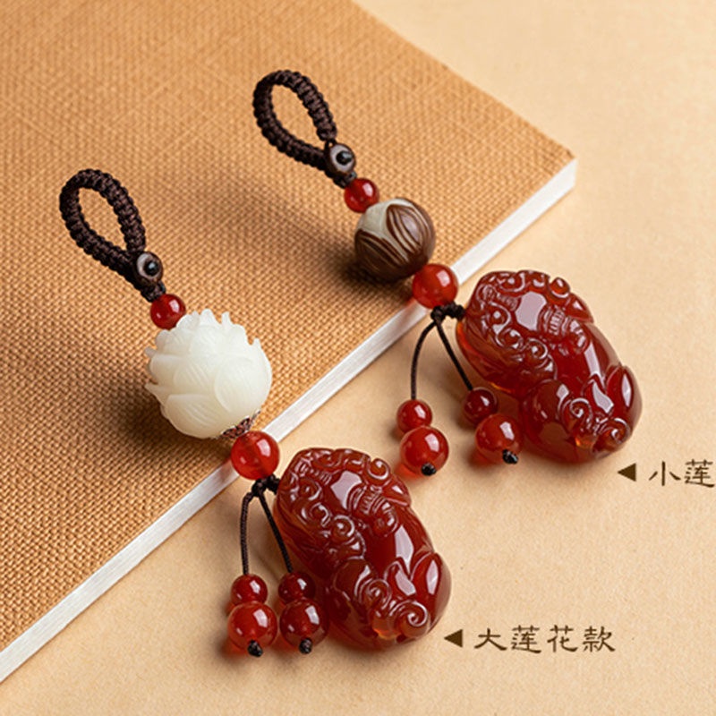Móc Chìa Khóa Hình Tỳ Hưu May Mắn Bằng Đá Mã Não Dành Cho Nam Và Nữ