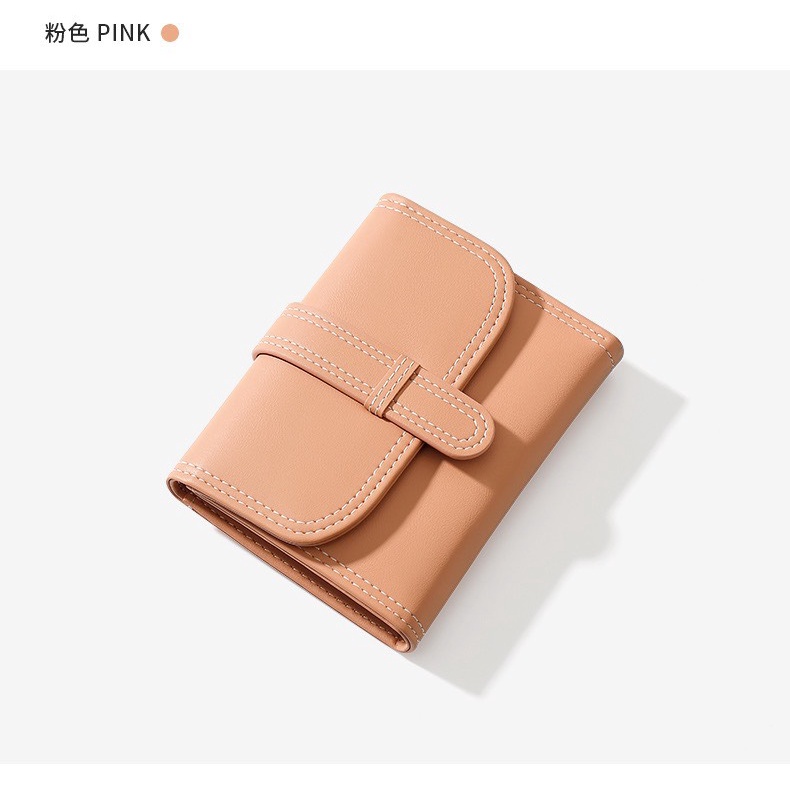 Ví/ Bóp Ngắn Đơn Giản Ngắn Nắp Giả Đút Dây Cầm Tay Cho Nữ ERASHOP 080077 - Xinh Xắn, Nhiều Ngăn, Rẻ Đẹp