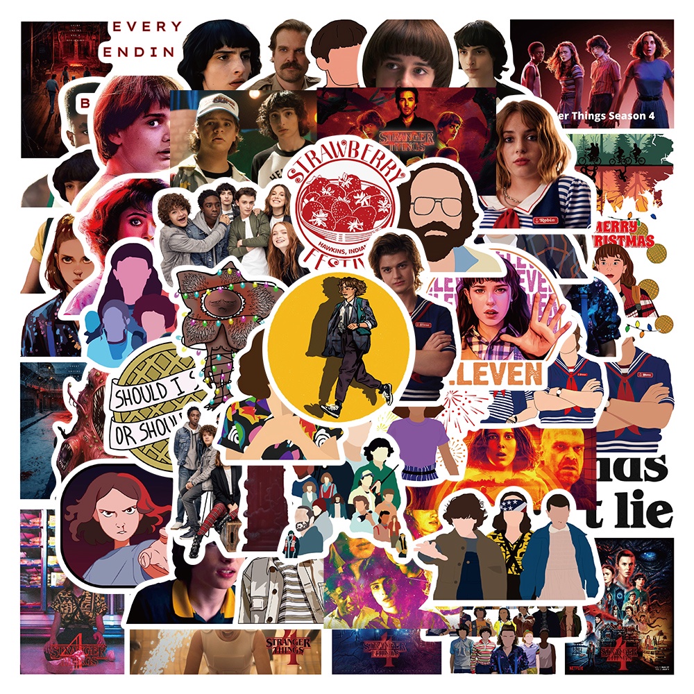 Set 10/50 Sticker Phim Stranger Things Season 4 Chống Nước Dán Trang Trí Đa Năng