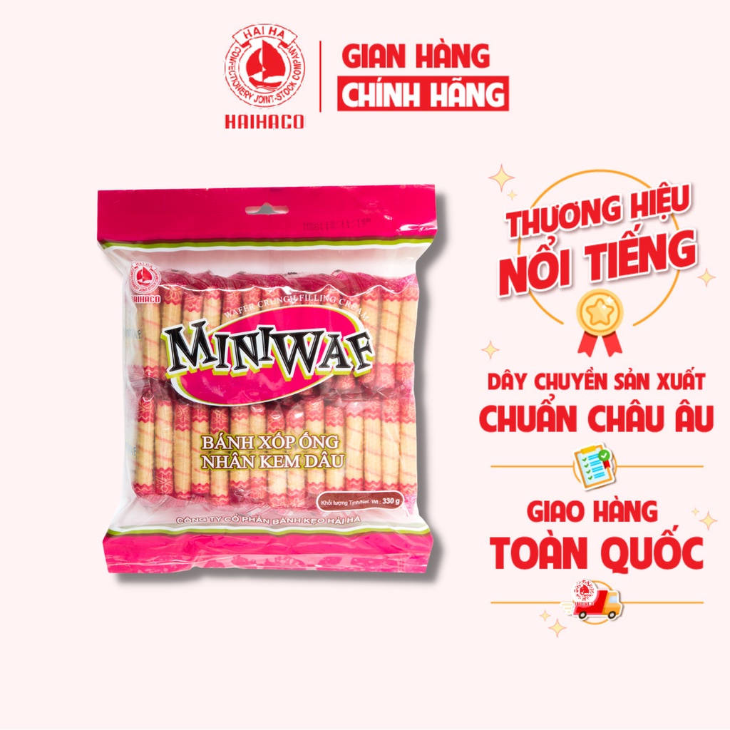 Bánh Quế Xốp Kem Dâu Miniwaf Hải Hà - Túi 300g