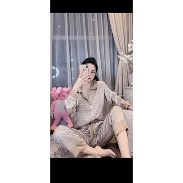 Bộ Lụa Satin Bèo Nơ Ngực mềm mướt ảnh thật sàn