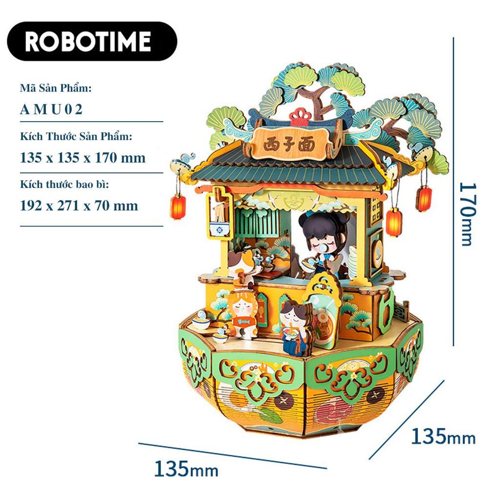 Mô hình Hộp nhạc Robotime Music Box AMU01-AMU04. Đồ chơi lắp ráp bằng gỗ 3D.