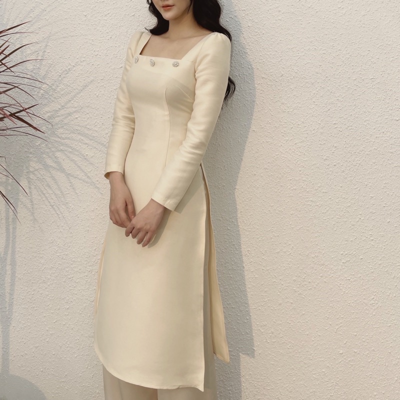 ✿❃Áo dài LAYLA thiết kế cách tân H.I.U ROOM , tay cổ vuông phong tiểu thư fullset kèm quần lụa design. | BigBuy360 - bigbuy360.vn