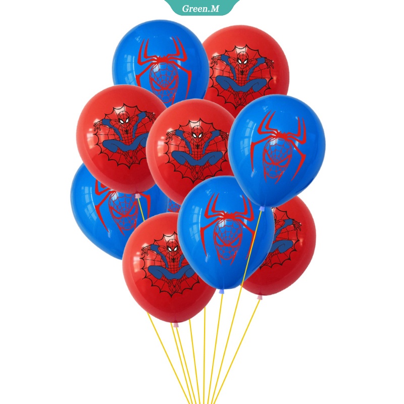 Set 16 Bong Bóng Latex 12 Inch Chủ Đề Người Nhện Trang Trí Tiệc Sinh Nhật Cho Bé