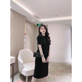 Đầm Maxi Nữ/ Váy Len Nữ Dáng Suông Dài Tay Lửng Basic Lịch Sự- Cỏ Boutique