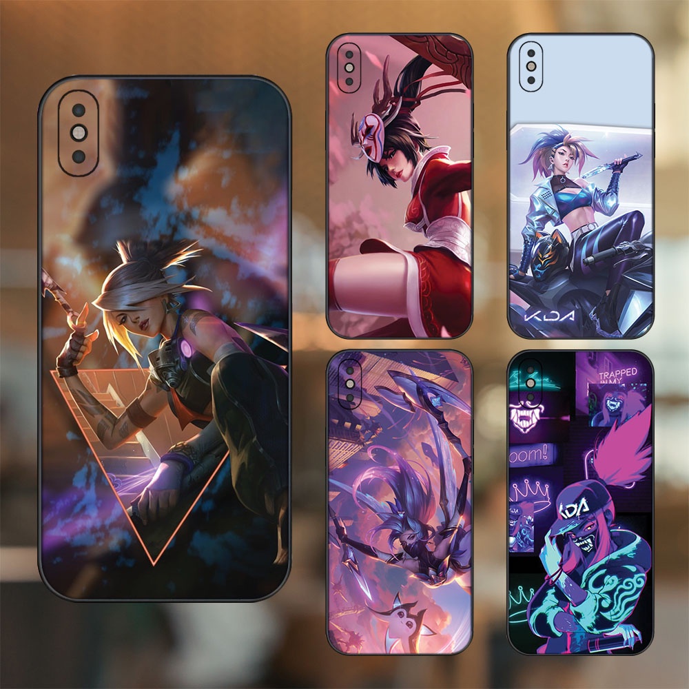 Ốp lưng iPhone Xs Max dẻo đen cạnh vuông in hình Akali Liên Minh Huyền Thoại