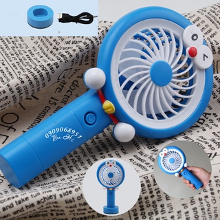 Quạt mini cầm tay sạc doremon có đèn led