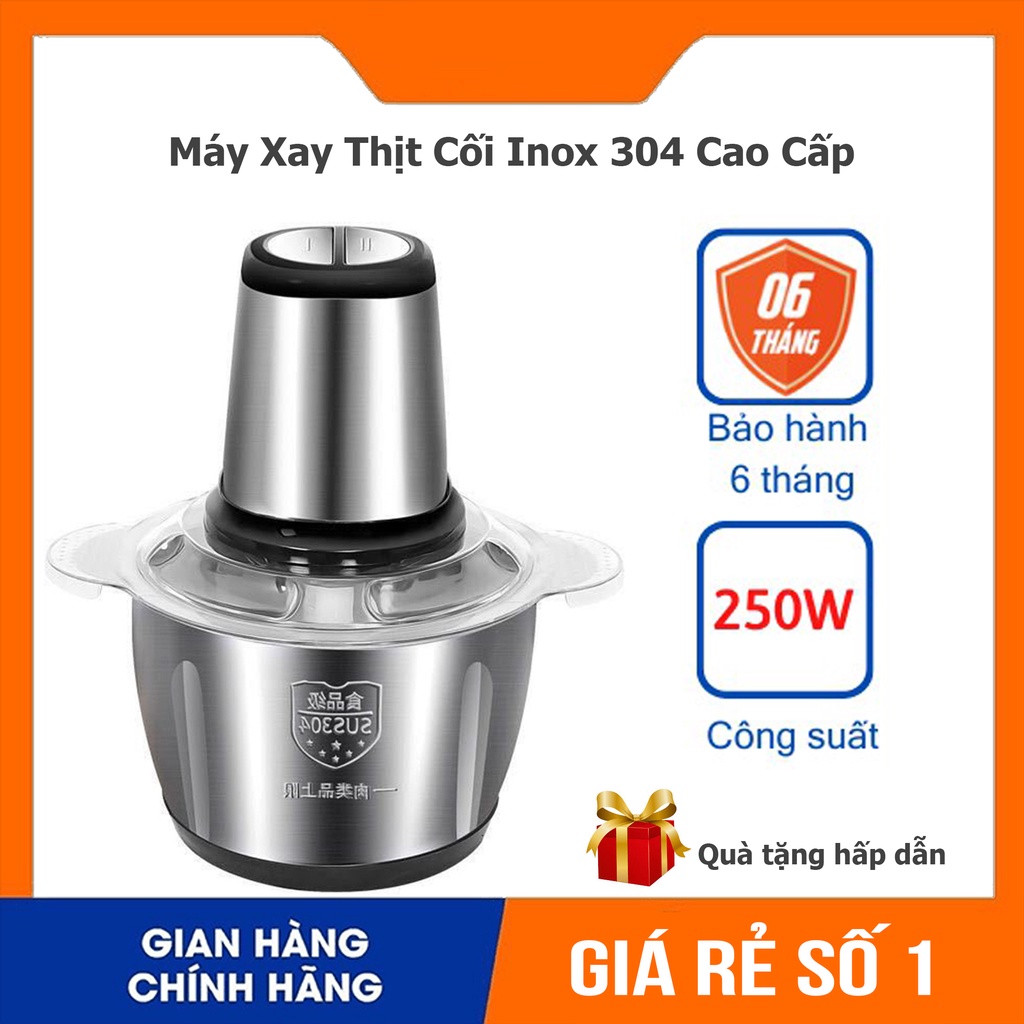 Máy Xay Thịt Cối Inox 304 Cao Cấp 4 Lưỡi, Máy Xay Cầm Tay Đa Năng, Dung Tích 2L,3L [HÀNG NỘI ĐỊA TRUNG]