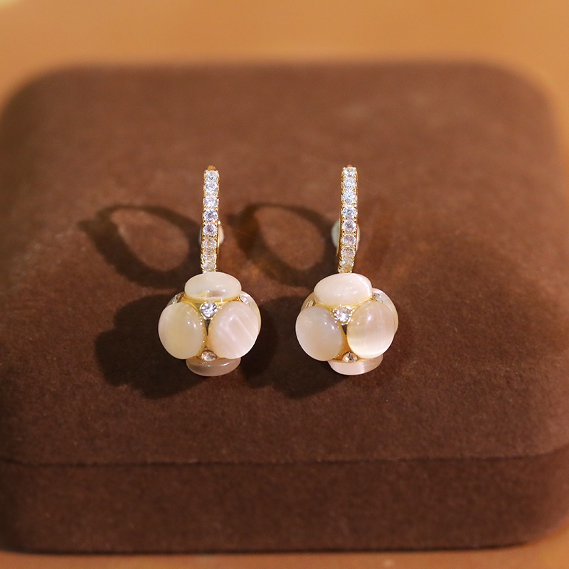 Khuyên tai JIUDUOLAN mặt hoa đính đá opal nhân tạo thanh lịch thời trang dành cho nữ