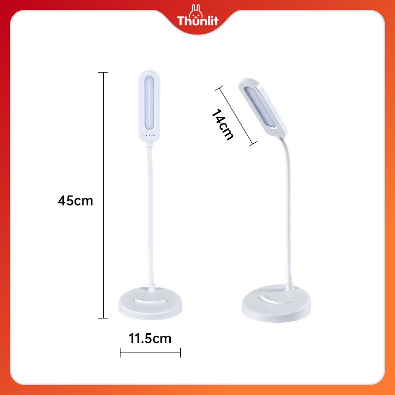 Bộ đèn LED Thunlit để bàn màu trắng có 3 ánh sáng tiện lợi 1250mah