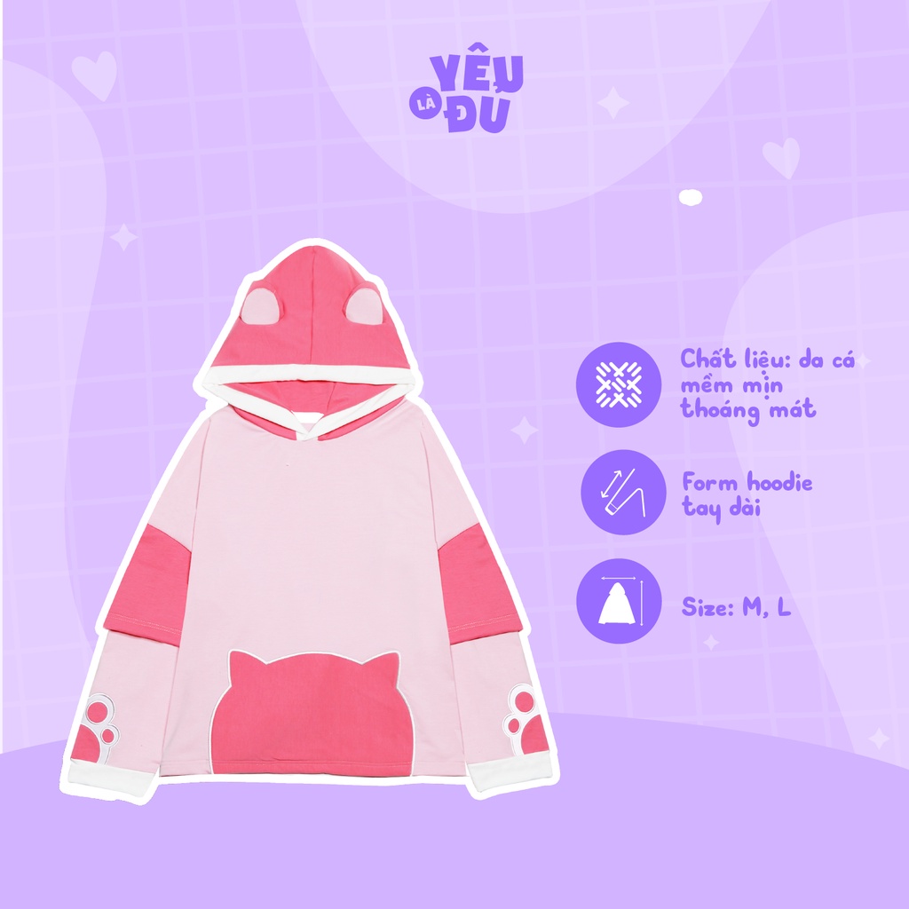 Áo khoác hoodie bé mèo Yêu Là Đủ Shop dành cho cô nàng bánh bèo