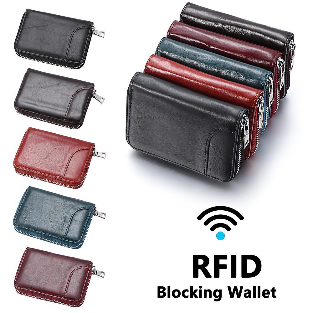 Ví Đựng Thẻ Bằng Da Mỏng Có Kẹp Tiền RFID