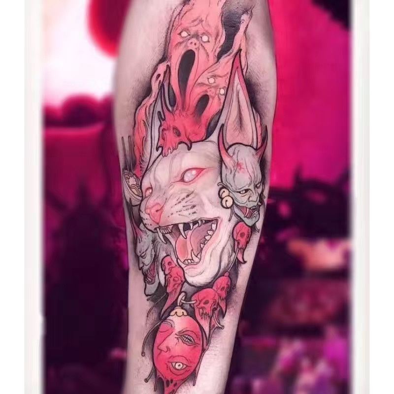 Nhãn dán hình xăm mèo Tatoo Hình Xăm Dán Tạm Thời Chống Thấm Nước Hình Mèo Dễ Thương Vui Nhộn Cho Nam Và Nữ