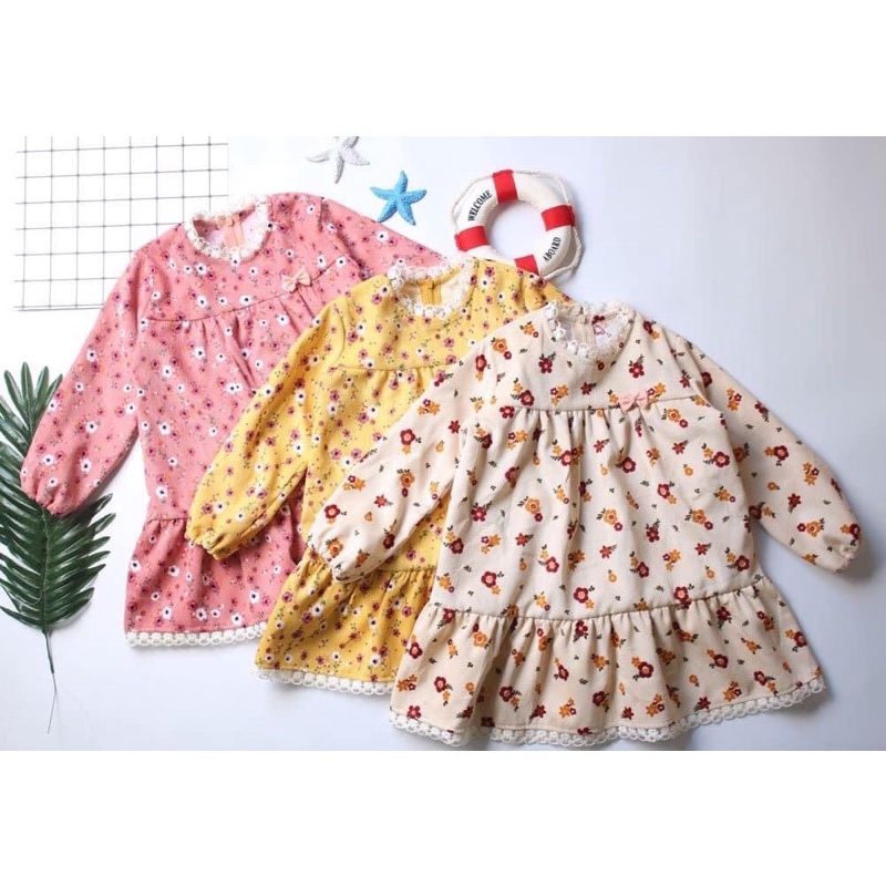 Váy nhung tăm hoa nhí bé gái- Nhiều Mẫu- Size 2-9 tuổi- [THBG3]