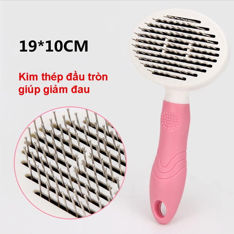 Lược chải lông chó mèo TDPET có nút bấm tiện lợi giúp tách lông tự động dễ dàng