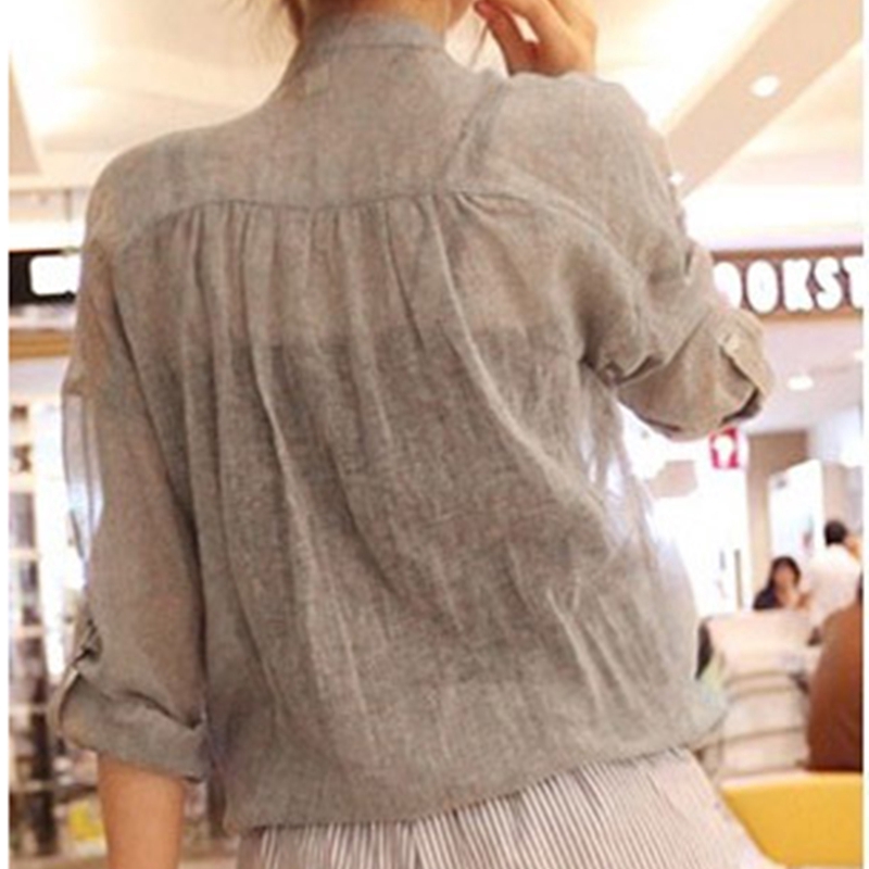 Women Blouse Cotton Linen Fashion Shirt Sweet Loose Long Sleeve Blouses | BigBuy360 - bigbuy360.vn