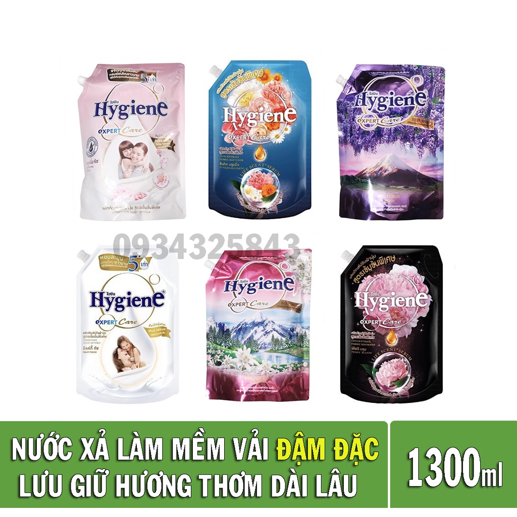 Nước xả vải Hygiene đậm đặc 1.3 lít lưu hương bền lâu - 100% hàng nội địa Thái Lan