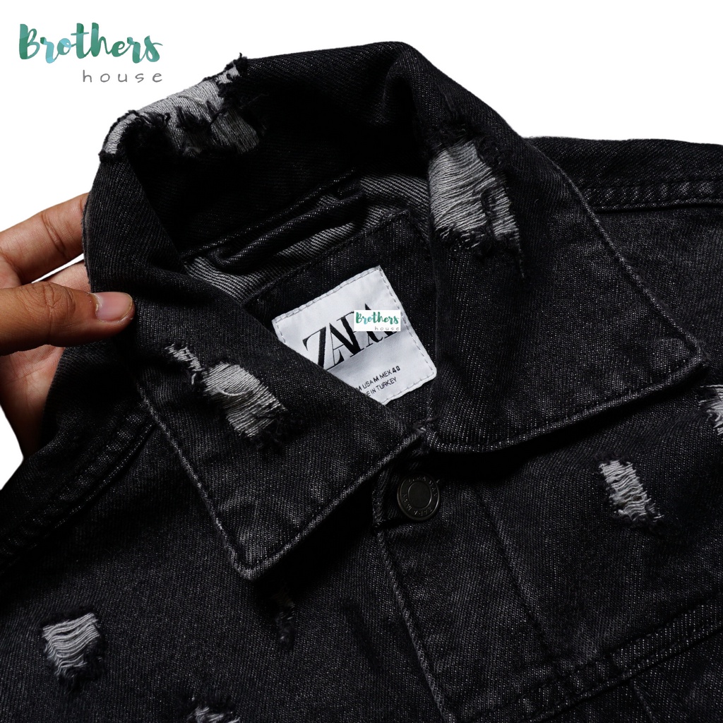 |Xịn| Áo khoác denim/jean nam rách Zara, mặc cực thích, vải đẹp lắm nha