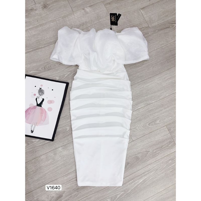 [VÁY ĐI TIỆC CAO CẤP] Váy trắng body đầm dáng ôm trần vai trễ ngực siêu nữ tính | BigBuy360 - bigbuy360.vn