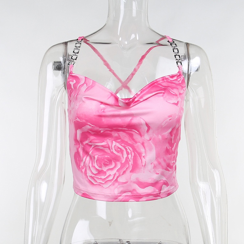 Áo Tank Top Hoạ Tiết Hoa Thiết Kế Hở Lưng Quyến Rũ