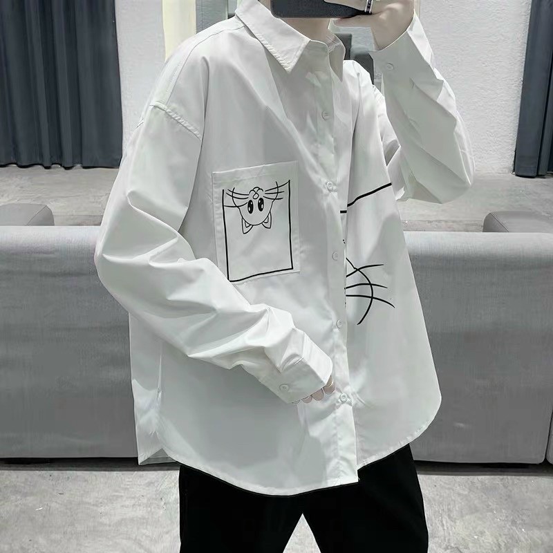 ÁO SƠMI LỤA IN MÈO FORM UNISEX (kèm hình chụp thật) | BigBuy360 - bigbuy360.vn